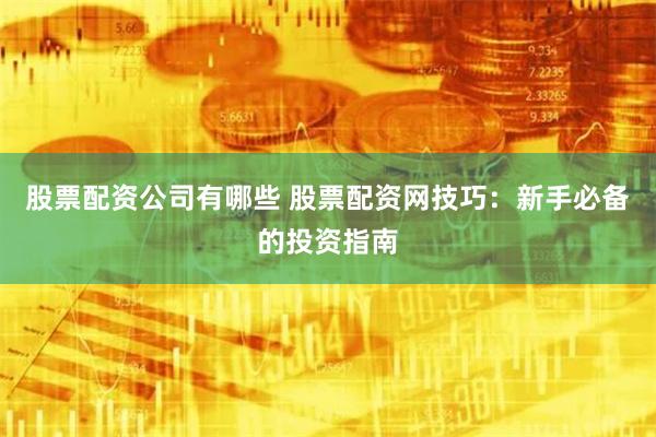 股票配资公司有哪些 股票配资网技巧：新手必备的投资指南